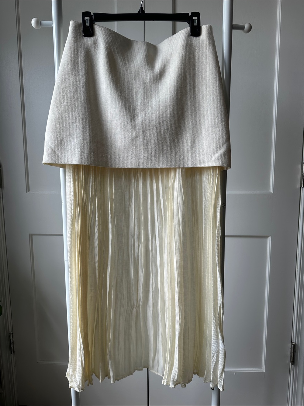 NWT Zara Women's Cream Layered Maxi Skirt